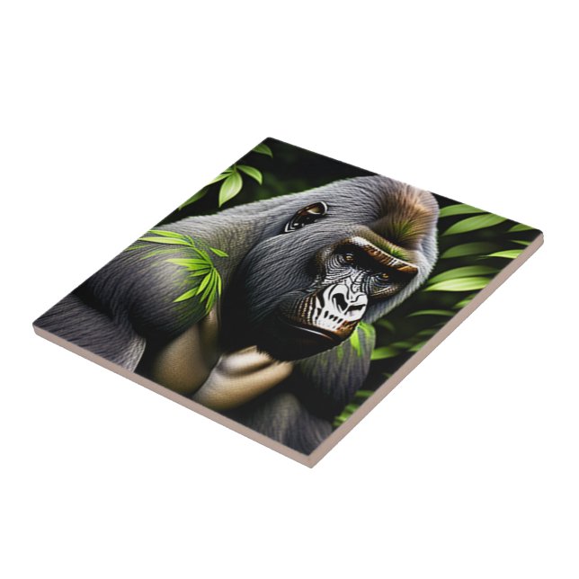 Stunning Silver Back Gorilla - Jungle Kung Kakelplatta (Sidan)