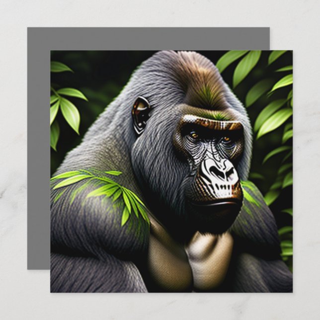 Stunning Silver Back Gorilla - Jungle Kung Kort (Fram/baksida)