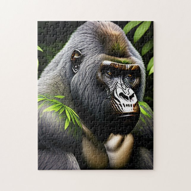 Stunning Silver Back Gorilla - Jungle Kung Pussel (Vertikal)
