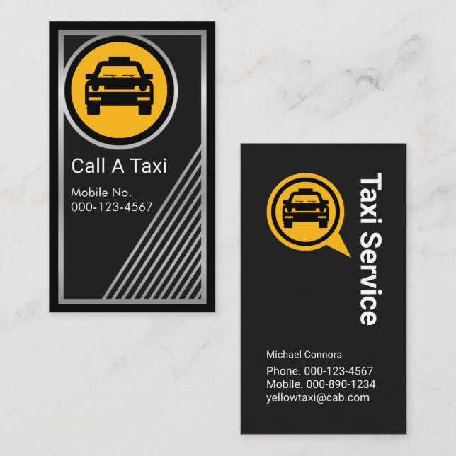 Stunning Silver Taxi Frame Driving Visitkort (Fram/baksida)