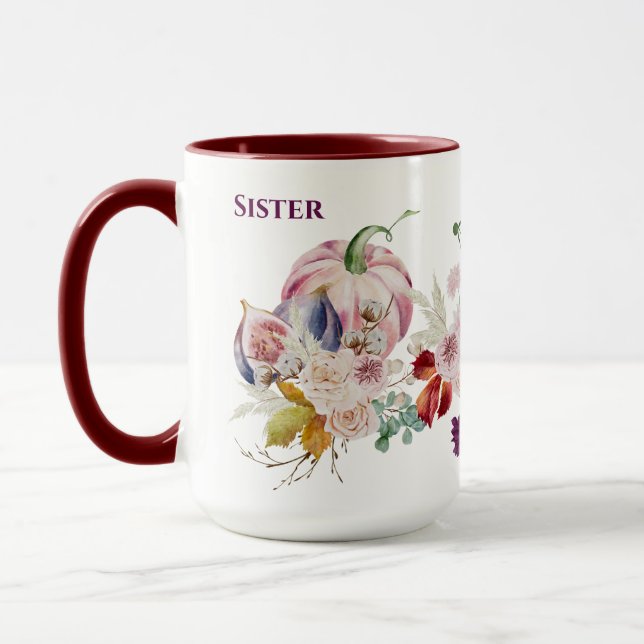 Stunning SISTER Mugg - Fall Pumpkins Figs Flowers (Vänster)