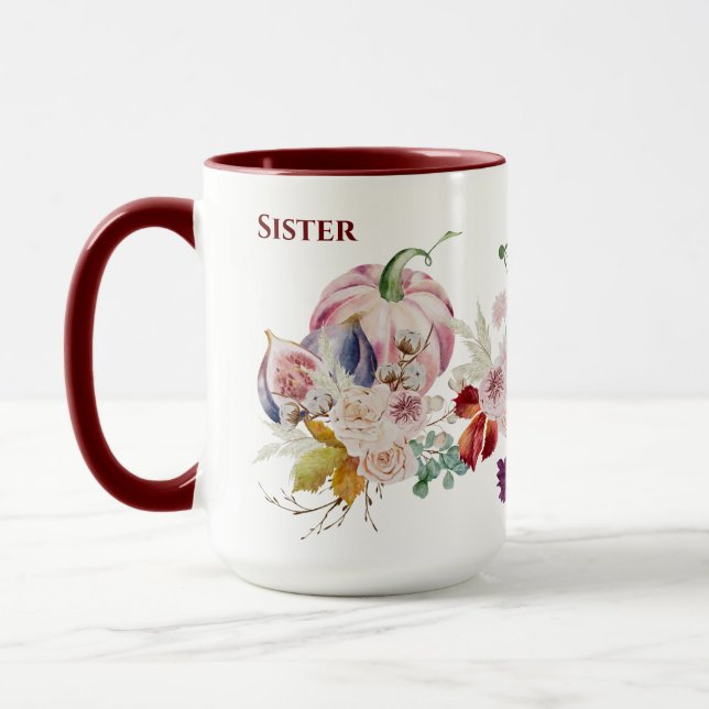 Stunning SISTER Mugg - Fall Pumpkins Figs Flowers (Vänster)