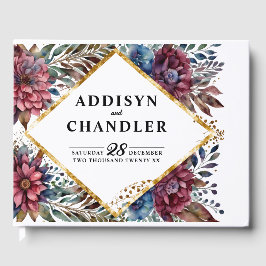 Stunning Sophistication Jewel Toned Peony Bröllop Gästböcker