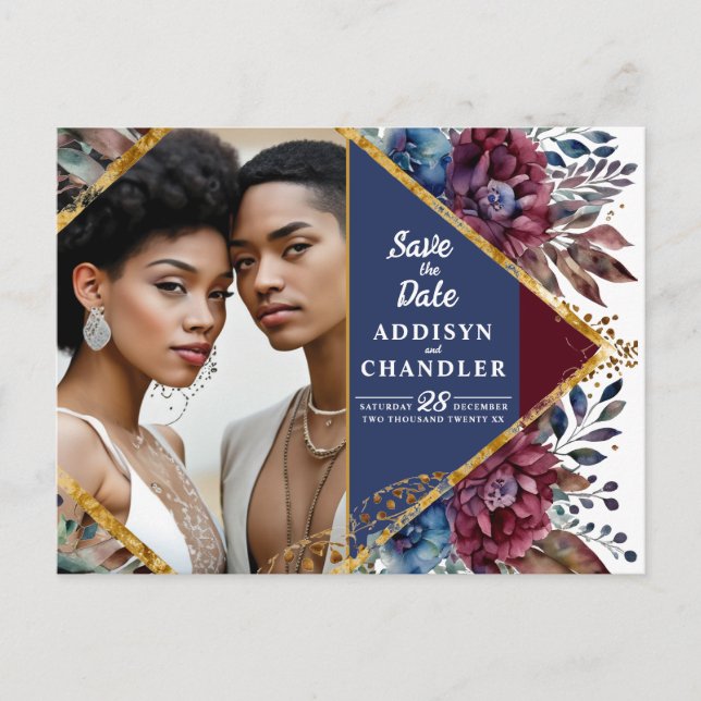 Stunning Sophistication Jewel Toned Peony Bröllop Helg Vykort (Framsida)