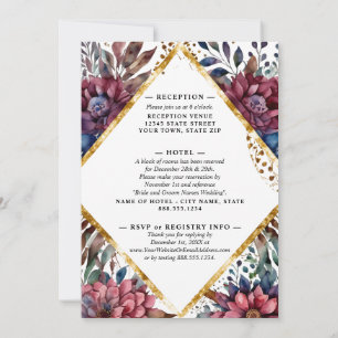 Stunning Sophistication Jewel Toned Peony Bröllop Inbjudningar