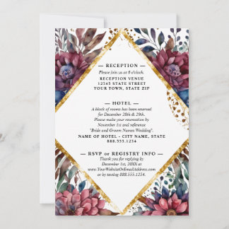 Stunning Sophistication Jewel Toned Peony Bröllop Inbjudningar