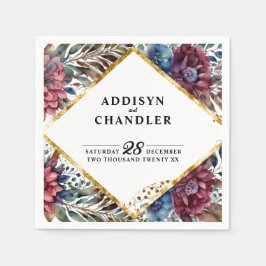 Stunning Sophistication Jewel Toned Peony Bröllop Pappersservett