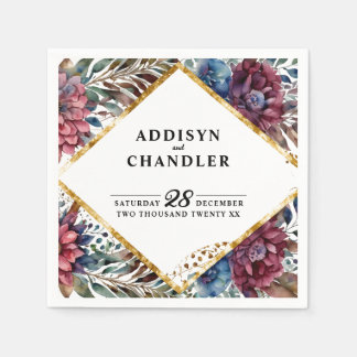 Stunning Sophistication Jewel Toned Peony Bröllop Pappersservett