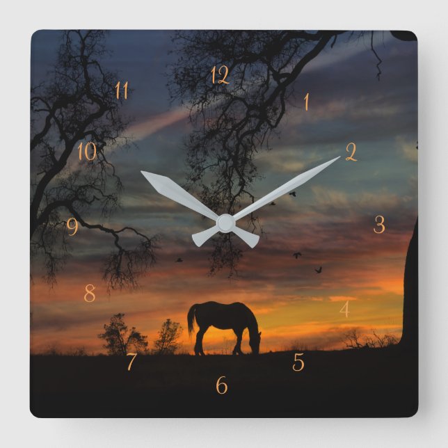 Stunning Southwest Horse Clock Fyrkantig Klocka (Framsida)