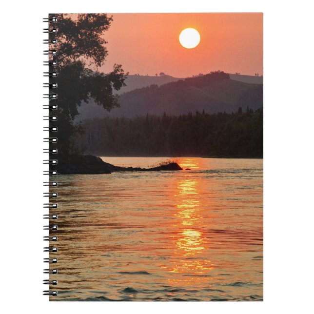 Stunning Sunrise Over Katun River Photo Anteckningsbok (Framsidan)