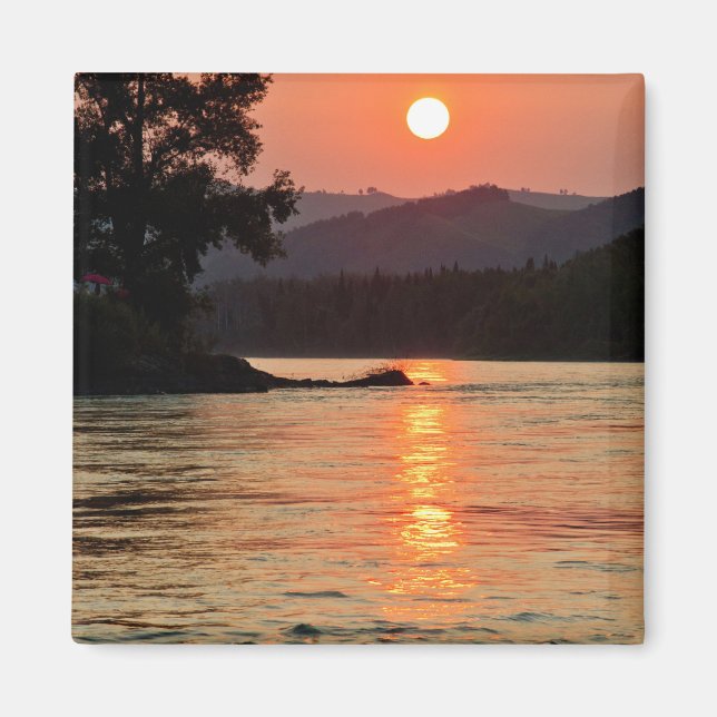Stunning Sunrise over Katun River Photo Magnet (Framsidan)