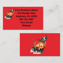 Stunning Sunset Silhouette Howling Varg Visitkort