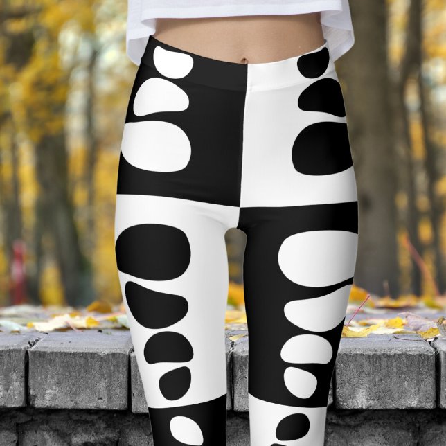 Stunning Svarta och vita Småstarna Mönster Leggings (Pebbles Black & White )