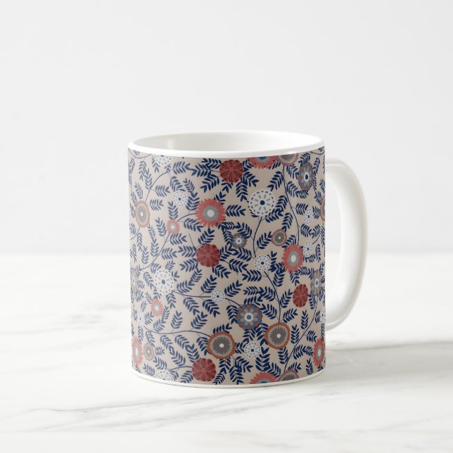 Stunning Teal and Magenta Foliage Pattern  Kaffemugg (Framsida höger)