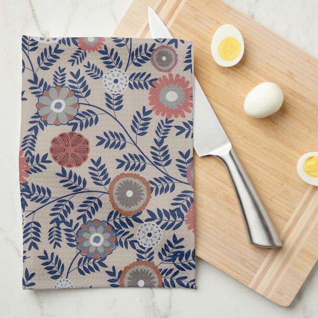 Stunning Teal and Magenta Foliage Pattern  Kökshandduk (Vikt i Fjärdedel)