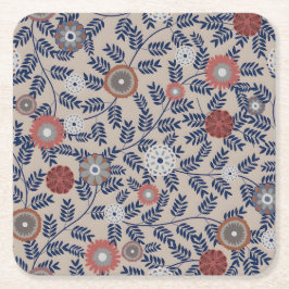 Stunning Teal and Magenta Foliage Pattern  Underlägg Papper Kvadrat