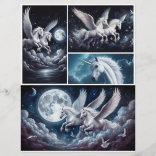 Stunning Unicorns och Pegaus mot Nattens Himmel