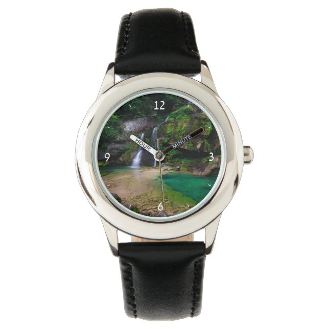 Stunning vattenfall Virje, Slovenien Poster Armbandsur (Framsida)