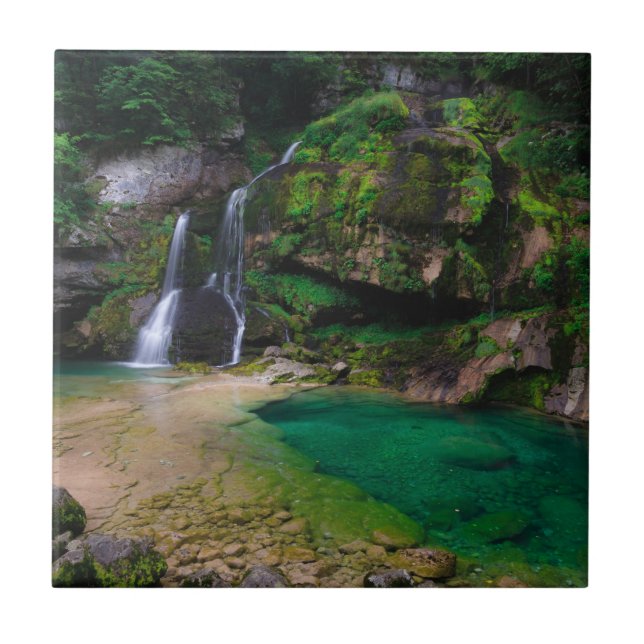 Stunning vattenfall Virje, Slovenien Poster Kakelplatta (Framsidan)