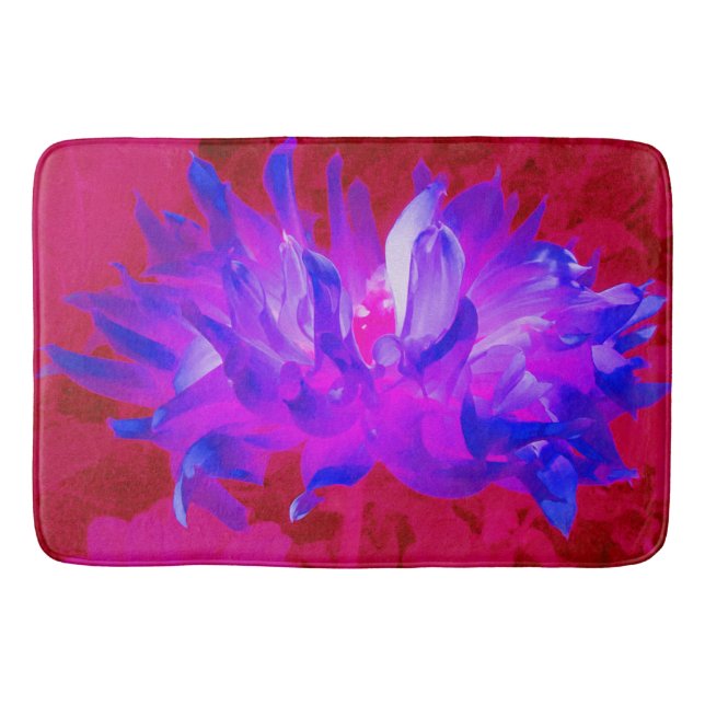 Stunning Violet Blue och Shock rosa Cactus Dahlia Badrumsmatta (Framsidan)
