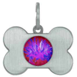 Stunning Violet Blue och Shock rosa Cactus Dahlia ID-bricka Husdjur