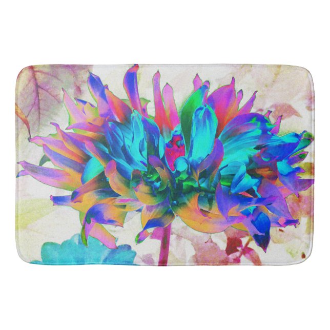 Stunning Watercolor Rainbow Cactus Dahlia Badrumsmatta (Framsidan)