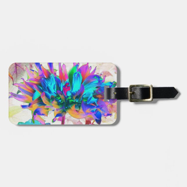 Stunning Watercolor Rainbow Cactus Dahlia Bagagebricka (Horisontell Framsida)