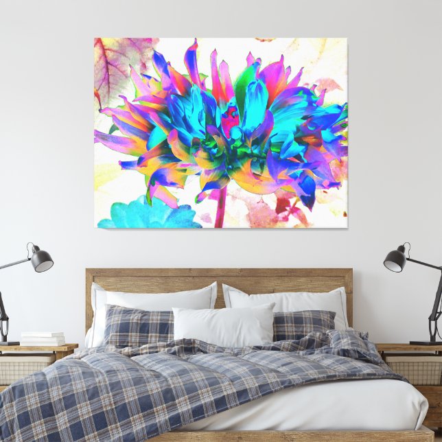 Stunning Watercolor Rainbow Cactus Dahlia Canvastryck (Insitu (sovrum))