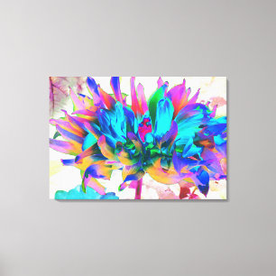 Stunning Watercolor Rainbow Cactus Dahlia Canvastryck