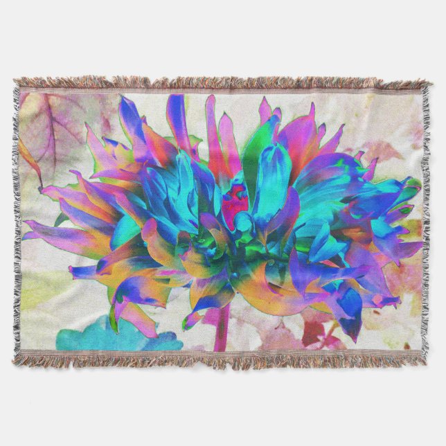 Stunning Watercolor Rainbow Cactus Dahlia Filt (Framsidan)