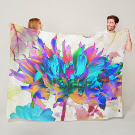 Stunning Watercolor Rainbow Cactus Dahlia Fleecefilt