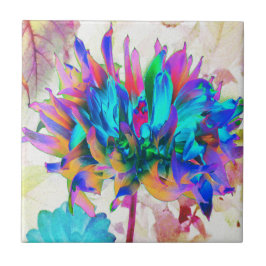 Stunning Watercolor Rainbow Cactus Dahlia Kakelplatta