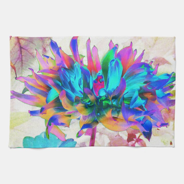 Stunning Watercolor Rainbow Cactus Dahlia Kökshandduk (Horisontell)