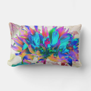 Stunning Watercolor Rainbow Cactus Dahlia Lumbarkudde