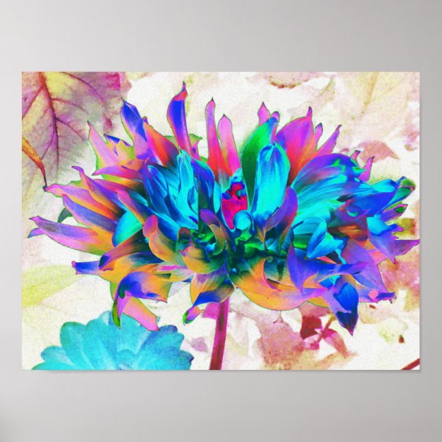 Stunning Watercolor Rainbow Cactus Dahlia Poster (Framsidan)