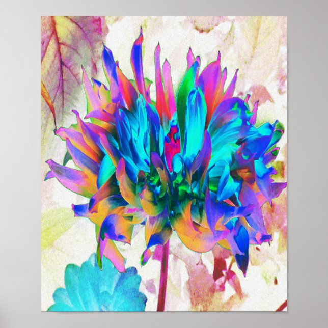 Stunning Watercolor Rainbow Cactus Dahlia Poster (Framsidan)