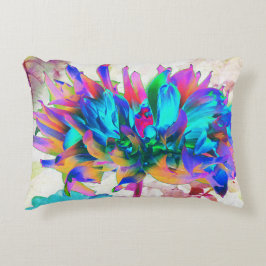 Stunning Watercolor Rainbow Cactus Dahlia Prydnadskudde