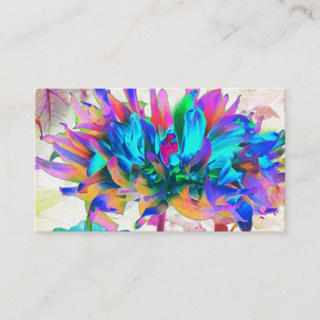 Stunning Watercolor Rainbow Cactus Dahlia Visitkort (Framsida)