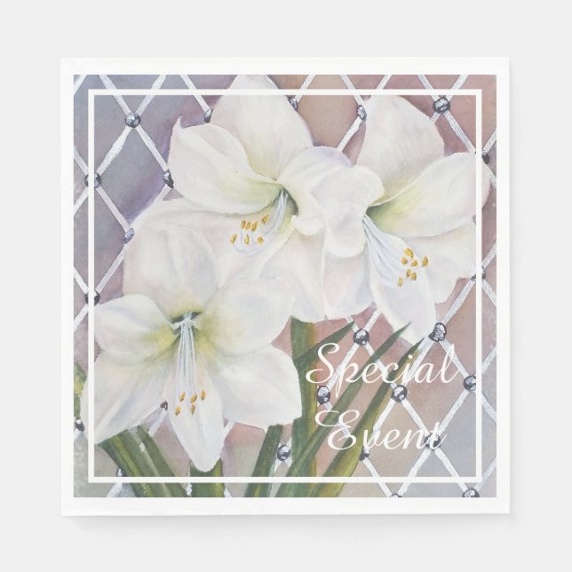 Stunning White Amaryllis Flowers Pappersservett (Framsidan)