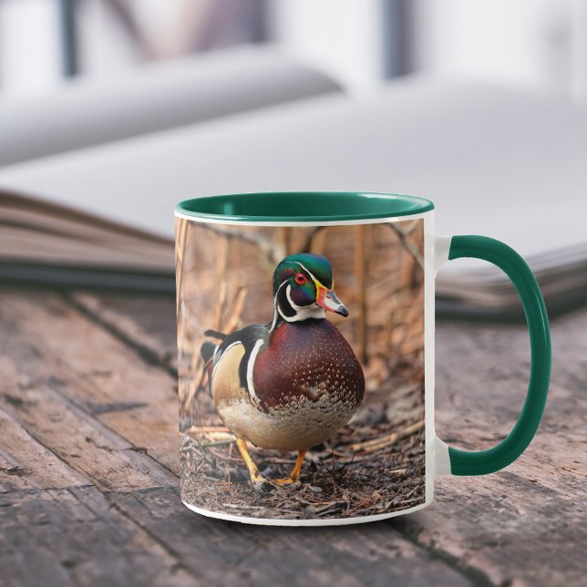 Stunning Wood Anka Walking the Skogen Mugg (Wood Duck in the Woods 11 oz Coffee Mug Cover Photo.)