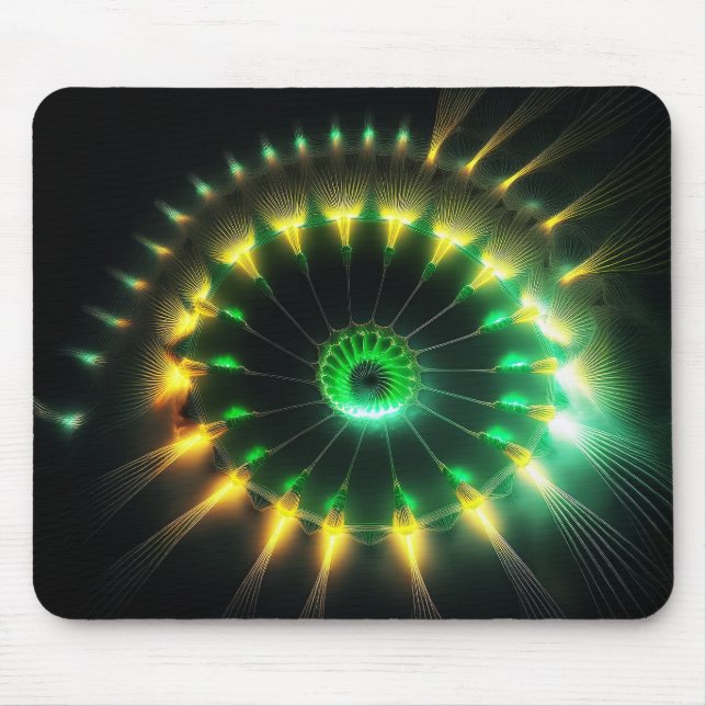 Stunning Yellow And Green Pinwheel Fractal Musmatta (Framsidan)