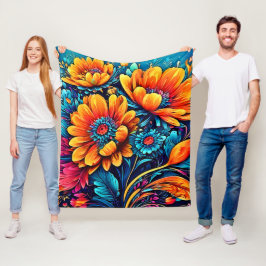 Stunningen Ro Blommigt Färg Fleecefilt