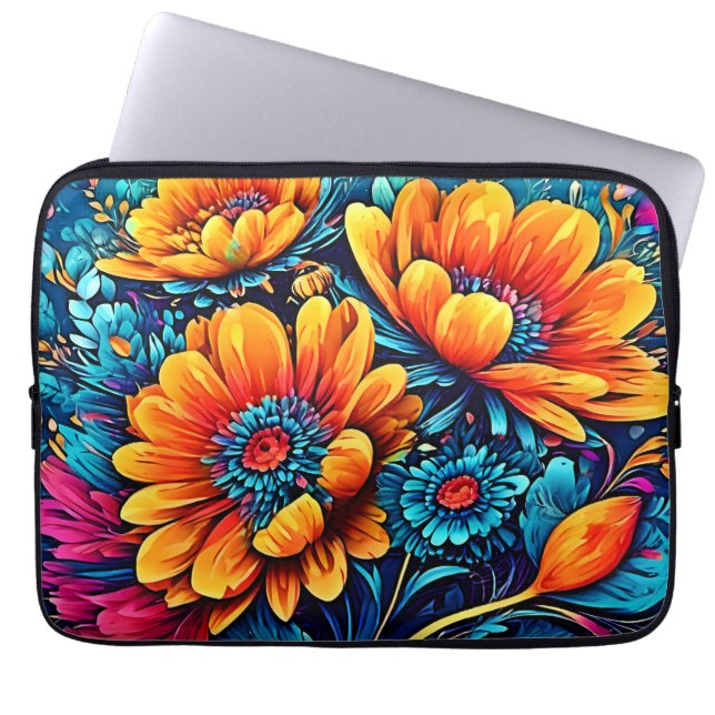 Stunningen Ro Blommigt Färg Laptop Fodral (Framsidan)