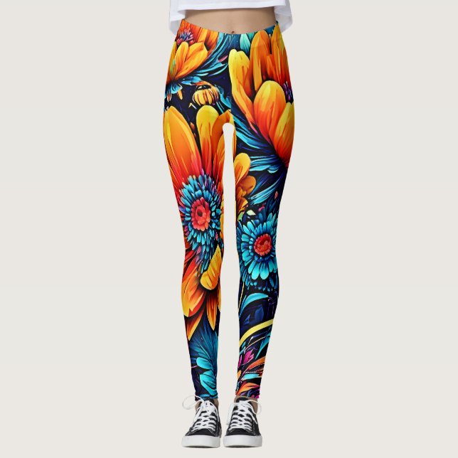 Stunningen Ro Blommigt Färg Leggings (Framsida)