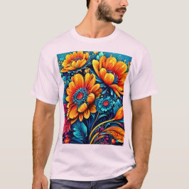 Stunningen Ro Blommigt Färg T Shirt