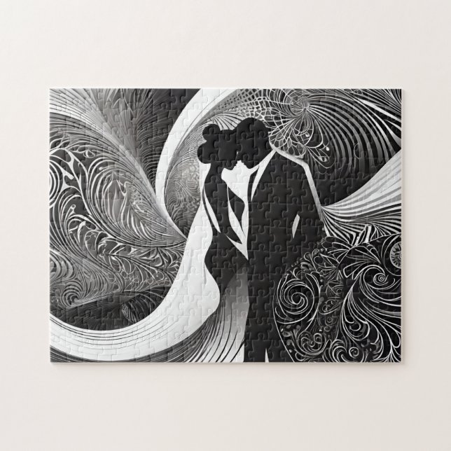 Stunningly Elegant Black & White Silhouette par Pussel (Horisontell)