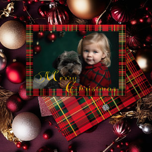Stunningly Elegant Tartan Play Photo jul Julkort