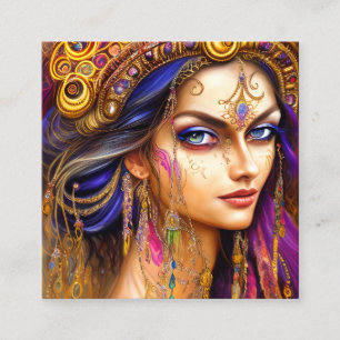 Stunningly Realistic Gypsy Dam Triptych Fyrkantigt Visitkort