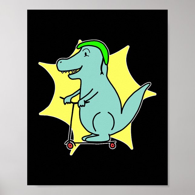 Stunt Scooter Dinosaur Scooter Dragon Tecknad Anim Poster (Framsidan)