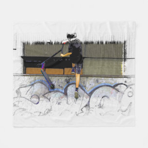 Stunt Scooter Rider Fleece Blanket
